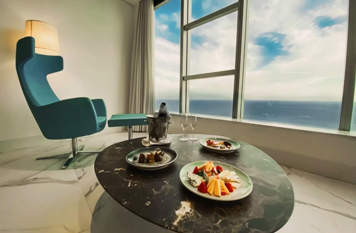 Nacional Suite — living area with sea view